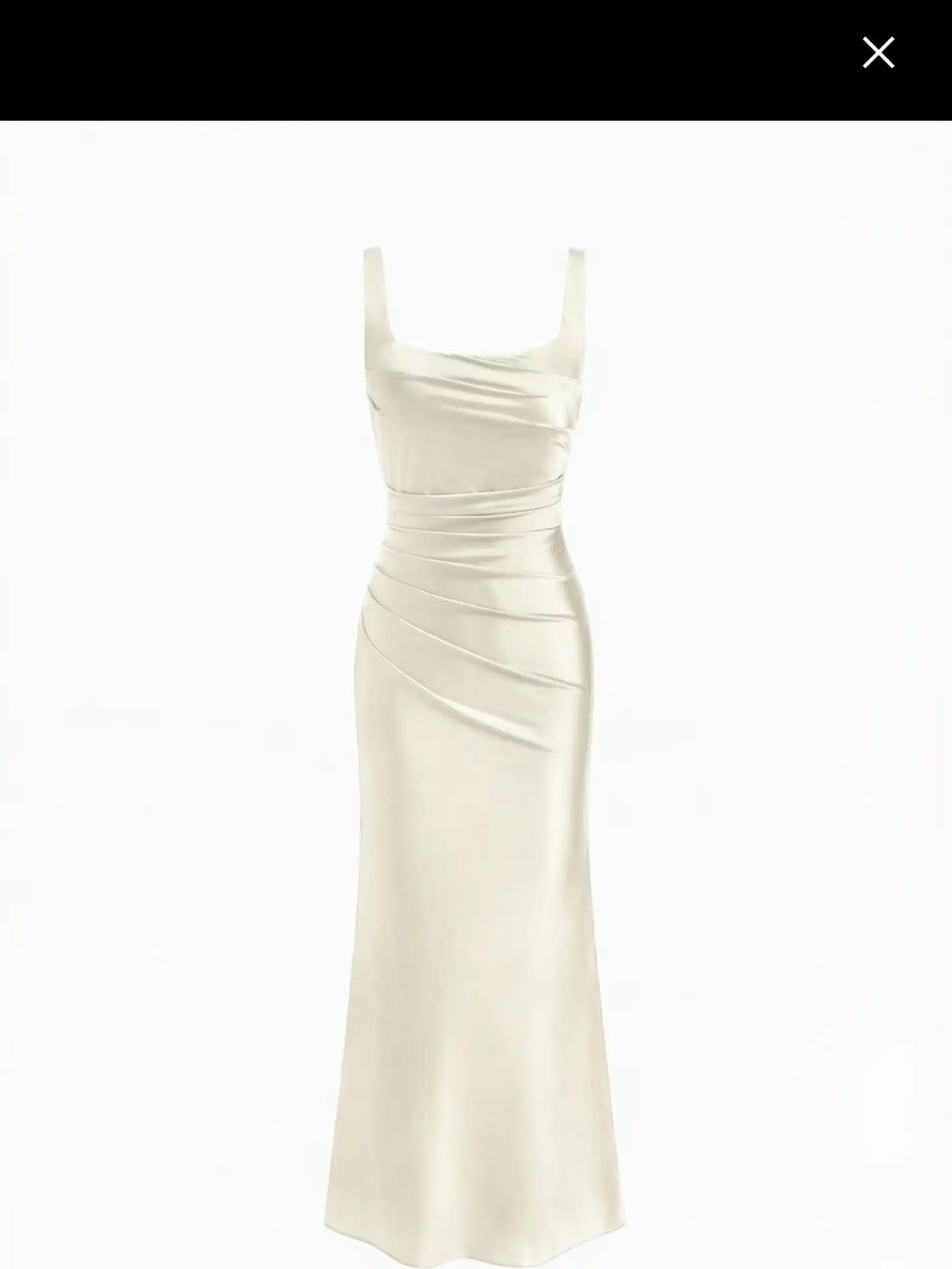 Elegant Ivory Satin Slip Dress with Square Neck - Picture 2 of 4